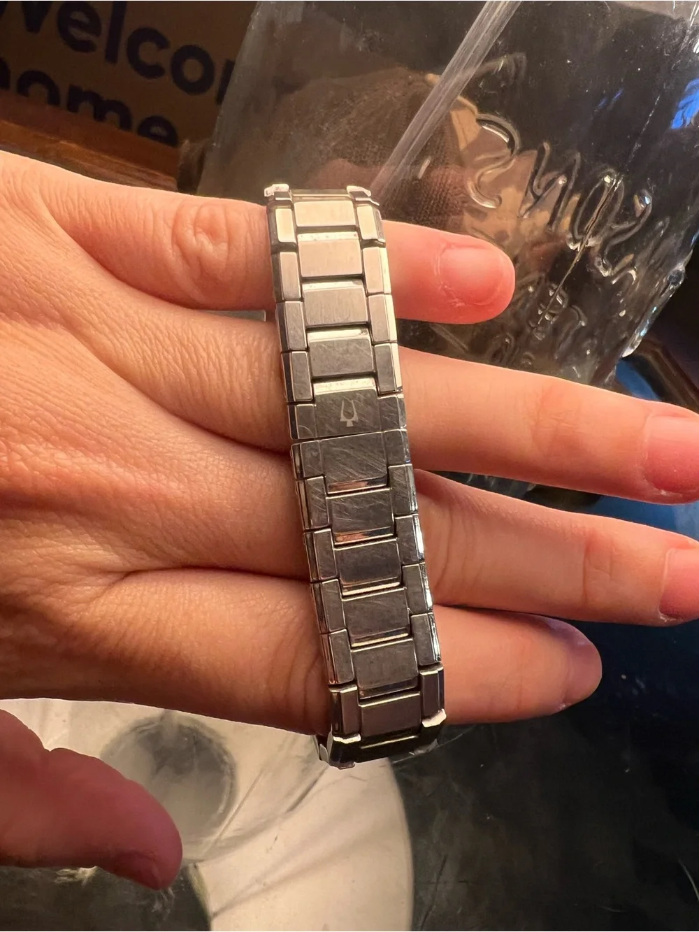 Bulova Silver-Tone Bracelet Watch with White Mother-of-Pearl Dial